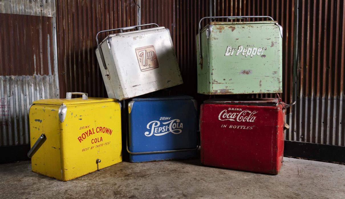 Vintage coolers at Bud's Classic BBQ